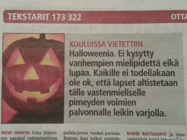 Oululaisen paikallislehden tekstaripalstalta bongattua - Pikku Viljami-ruohonleikkuri-kukkaruukku mahtoi järkyttyä!