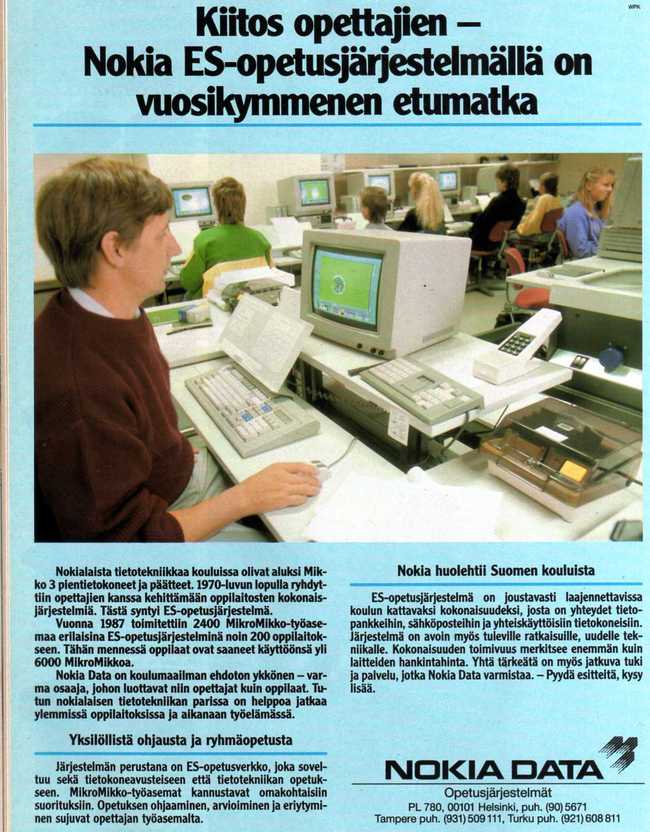 ES:llä vuosikymmenien etumatka - Nokia mainos vm. 1988