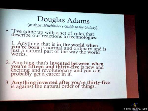 Douglas Adamsin kolme sääntöä teknologiaan suhtautumiseen