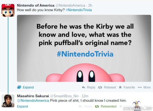 Kirbyn alkuperäinen nimi - Kirbyn luoja vastaa kysymykseen itse