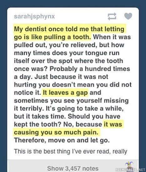 Letting go is like pulling teeth