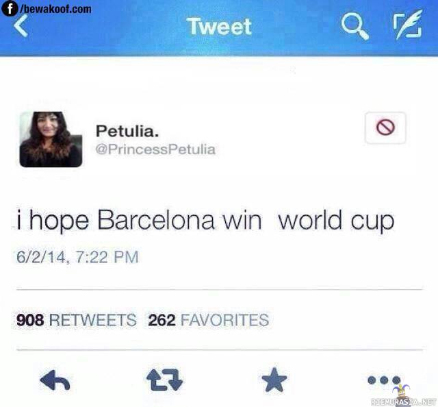 Toivottavasti Barcelona voittaa maailmanmestaruuden <3 - ööh okei..