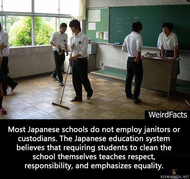 Koulujen kunnossapito - Japanissa pistetään oppilaat töihin