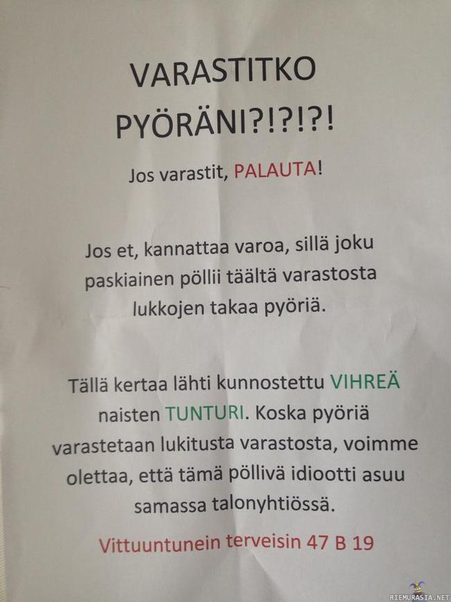 Pyörävaras - pöllivä idiootti