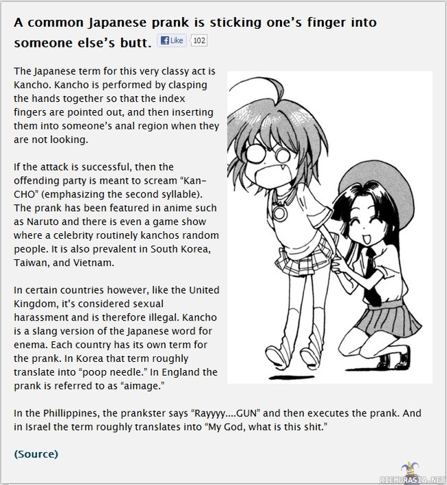 &#34;My God, what is this shit.&#34; - http://www.omg-facts.com/Other/A-common-Japanese-prank-is-sticking-one/52688