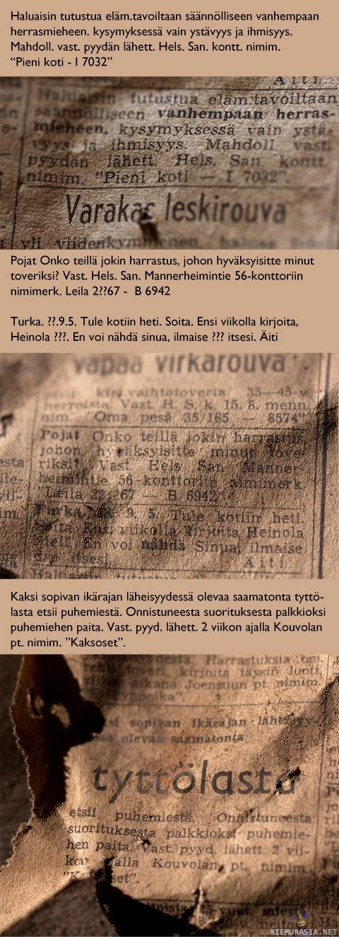 Helsingin Sanomat joskus 50-luvulla - Kadonneita lapsia ja puhemiehen etsintää