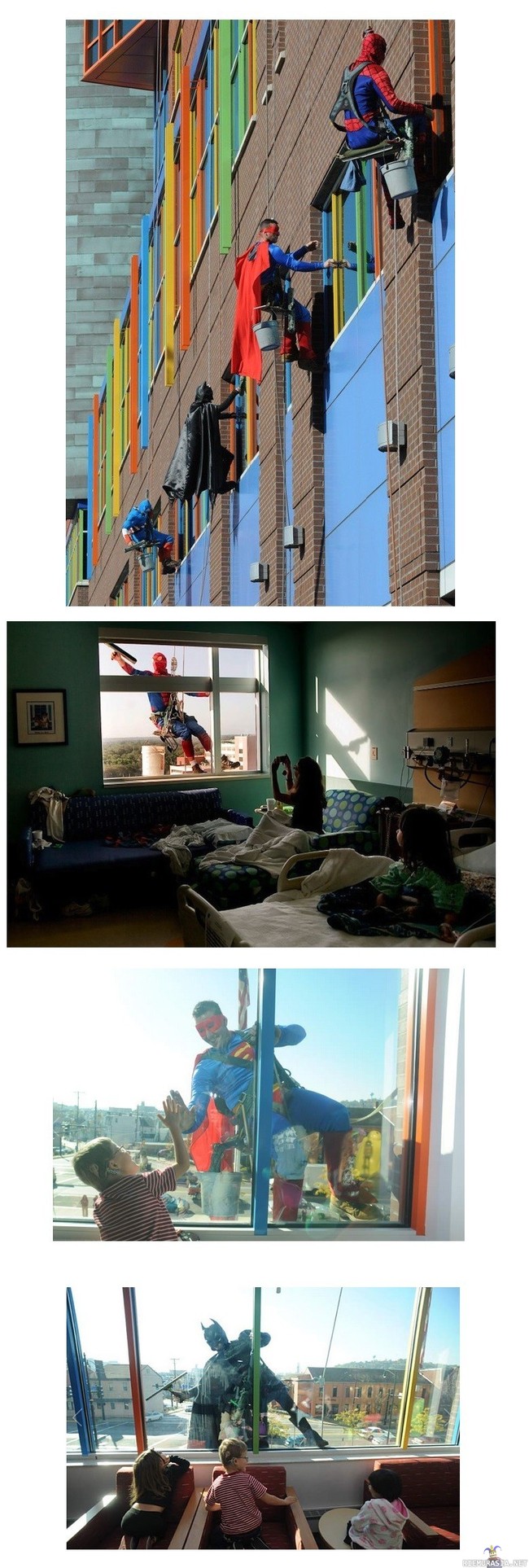 Supersankarit - Pesemässä lastensairaalan ikkunoita
