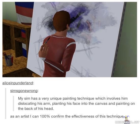 Uusi maalaustekniikka - Sims hahmo pistää kaiken likoon taiteen vuoksi