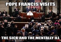 Paavi tervehtimässä sairaita