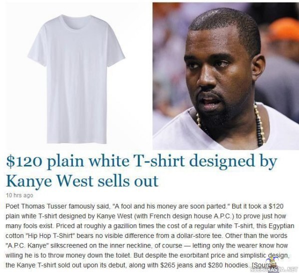 Kanye Westin suunnittelema T-paita