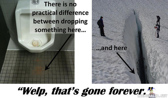 Gone forever - Kun tiputat jotain yleisen vessan lattialle.