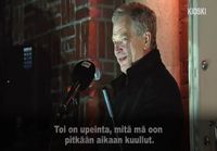 Presidentti Sauli Niinistö vierailee asunnottomien yössä