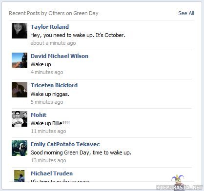 Green Dayn Facebook-sivu 1.10.2013 - Lokakuun ensimmäinen tuo lajinsa omaperäisimmät humoristit esiin koloistaan