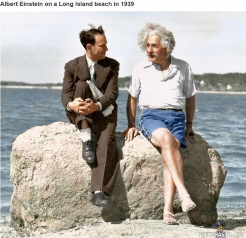 Albert Einstein Vuonna 1939 - Historillisia kuvia, tässä Albert istuu Long Island Beachilla 1939