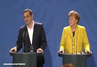 Merkel ja Tsipras lehdistötilaisuus