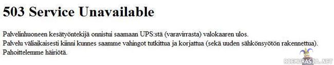 Ammattilainen asialla - Palvelinhuoneen kesätyöntekijä onnistui saamaan UPS:stä (varavirrasta) valokaaren ulos.