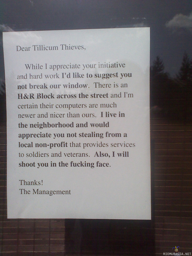 Dear thieves