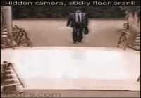 Hidden camera sticky floor prank