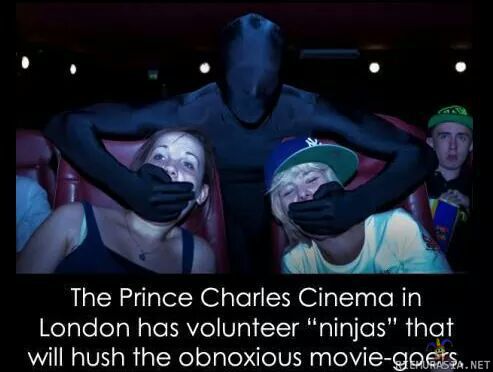 Hiljentäjä ninjat Lontoolaisessa elokuvateatterissa