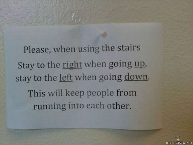 Selkeät ohjeet portaissa liikkumiseen - Takaperin alaspäin? sun vasen vai mun oikea?